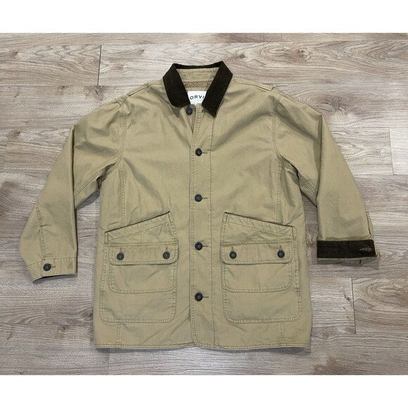 Orvis Barn Coat Mens Large Brown Chore Jacket Quilt Lined Corduroy Trim 214849 - Picture 2 of 10